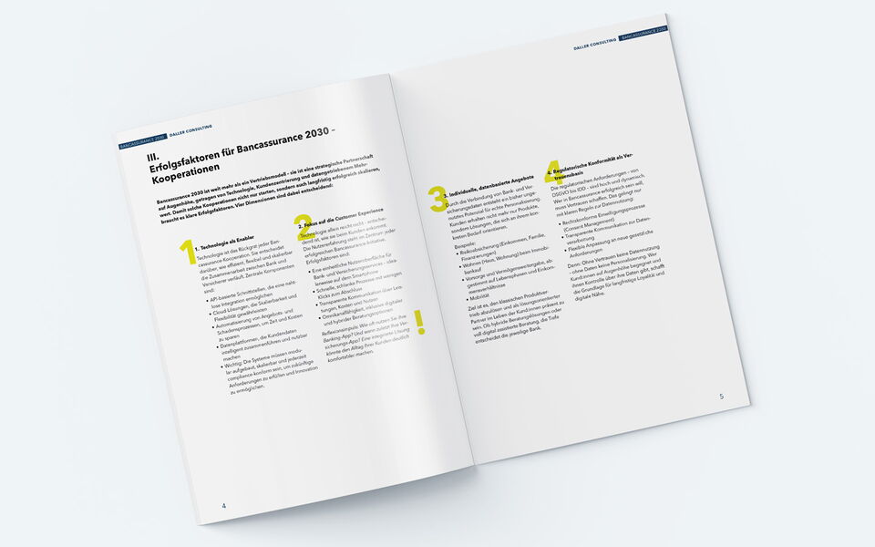 Editorial Design für das White Paper zum Thema Bancassurance