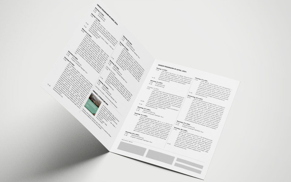 Das Programm von zwei Monaten kompakt auf einer Doppelseite
