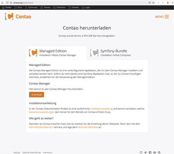 Contao Manager von contao.org herunterladen
