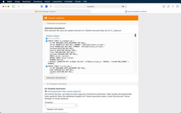 Klicke auf "Datenbank aktualisieren" und die Tabellen für Contao werden in deiner Datenbank angelegt.
